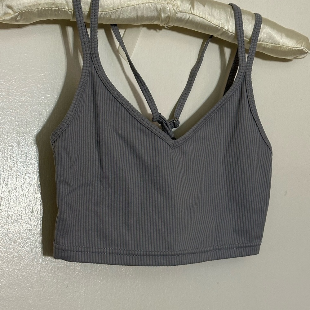 For Love And Lemons Light Gray Ribbed Crop Top